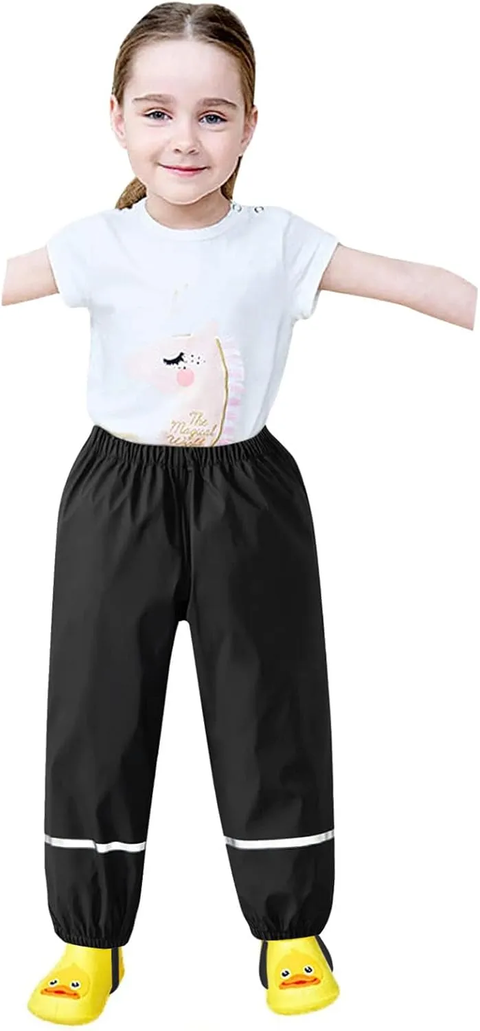 Boys Girls Waterproof Rain Pants Unisex Kids Rain Pants Children Breathable Mud Rainwear Waterproof and Windproof Pants
