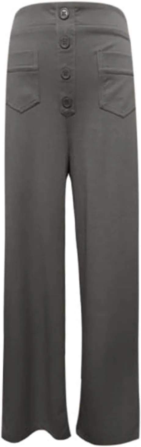 Casual Pants for Women High Waist Straight Leg Loose Fit Work Pants Button Down Bottoms Business Trousers with Pocket