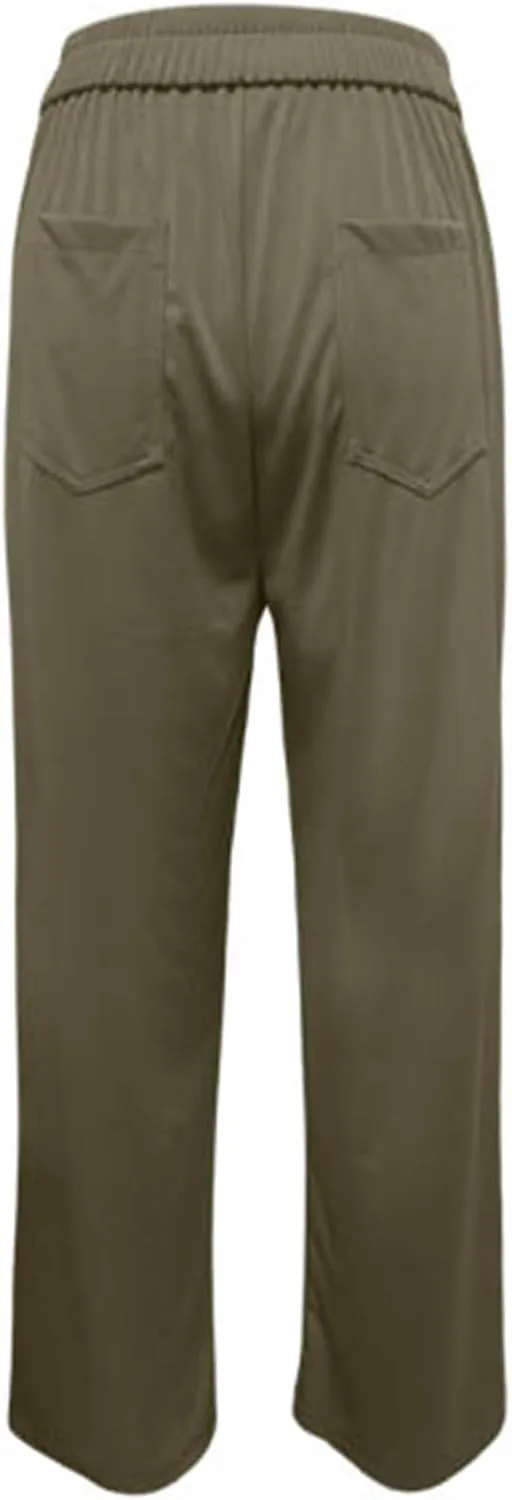 Casual Pants for Women High Waist Straight Leg Loose Fit Work Pants Button Down Bottoms Business Trousers with Pocket