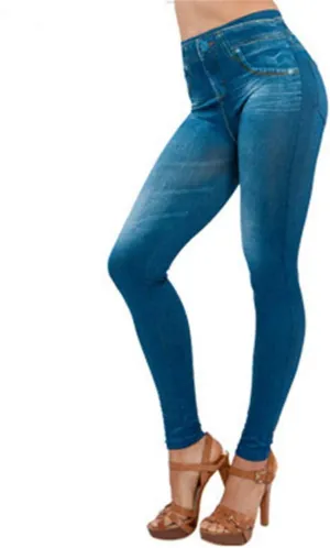 Classic Skinny Fit Curvy Denim Pants for Women Washed Stretch High Waisted Shaping Tapered Jeans Trouser with Pocket