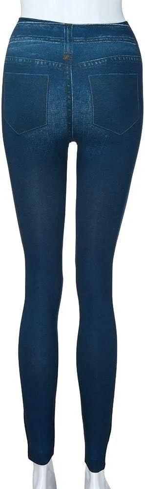 Classic Skinny Fit Curvy Denim Pants for Women Washed Stretch High Waisted Shaping Tapered Jeans Trouser with Pocket