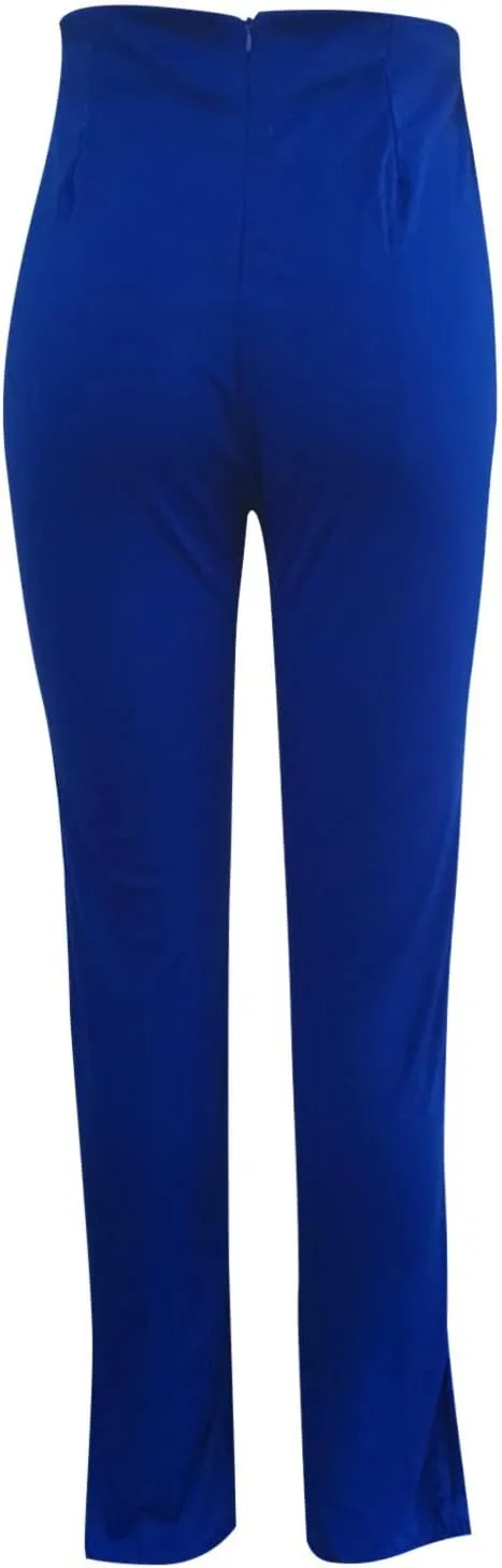 Fashion Ladies Exposed Buttons Curvy Flare Dress Pants Solid Color High Waisted Wide Leg Bell Bottom Trousers for Women