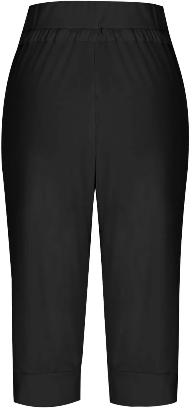 GOKKILRW Womens Capri Yoga Pants Stretch Workout Joggers Drawstring Sweatpants Summer Lounge Pajama Active Capris with Pocket