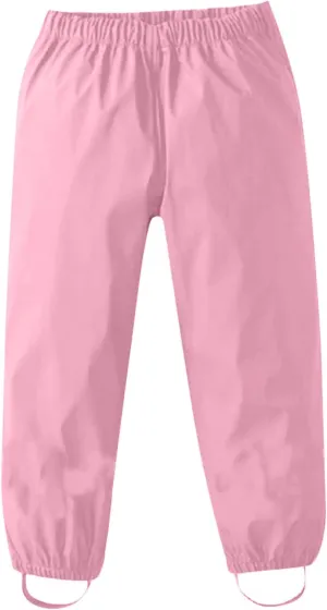 Kids Girls Boys Solid Rain Pants Toddler Windproof Mud Trousers with Elastic Cuffs Outdoor Lightweight Overalls