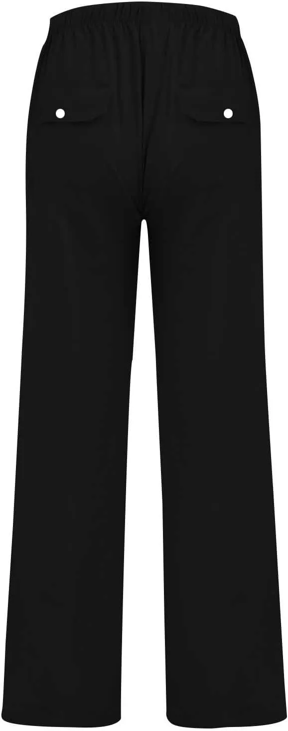 Mens Cotton Linen Pants Casual Loose Fit Summer Beach Yoga Pant Drawstring Straight-Legs Lightweight Long Trousers