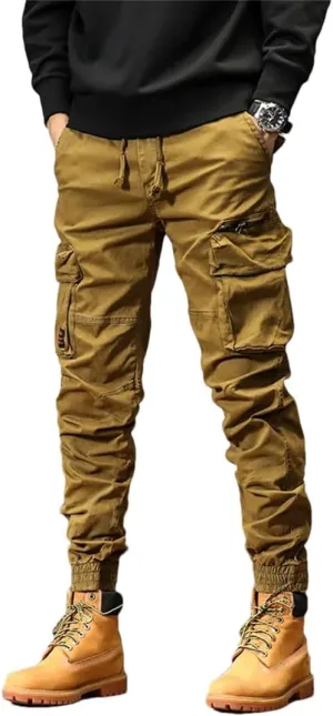 Mens Joggers Cargo Pants Multi-Pocket Trousers Sweatpants Streetwear Military Track Pants