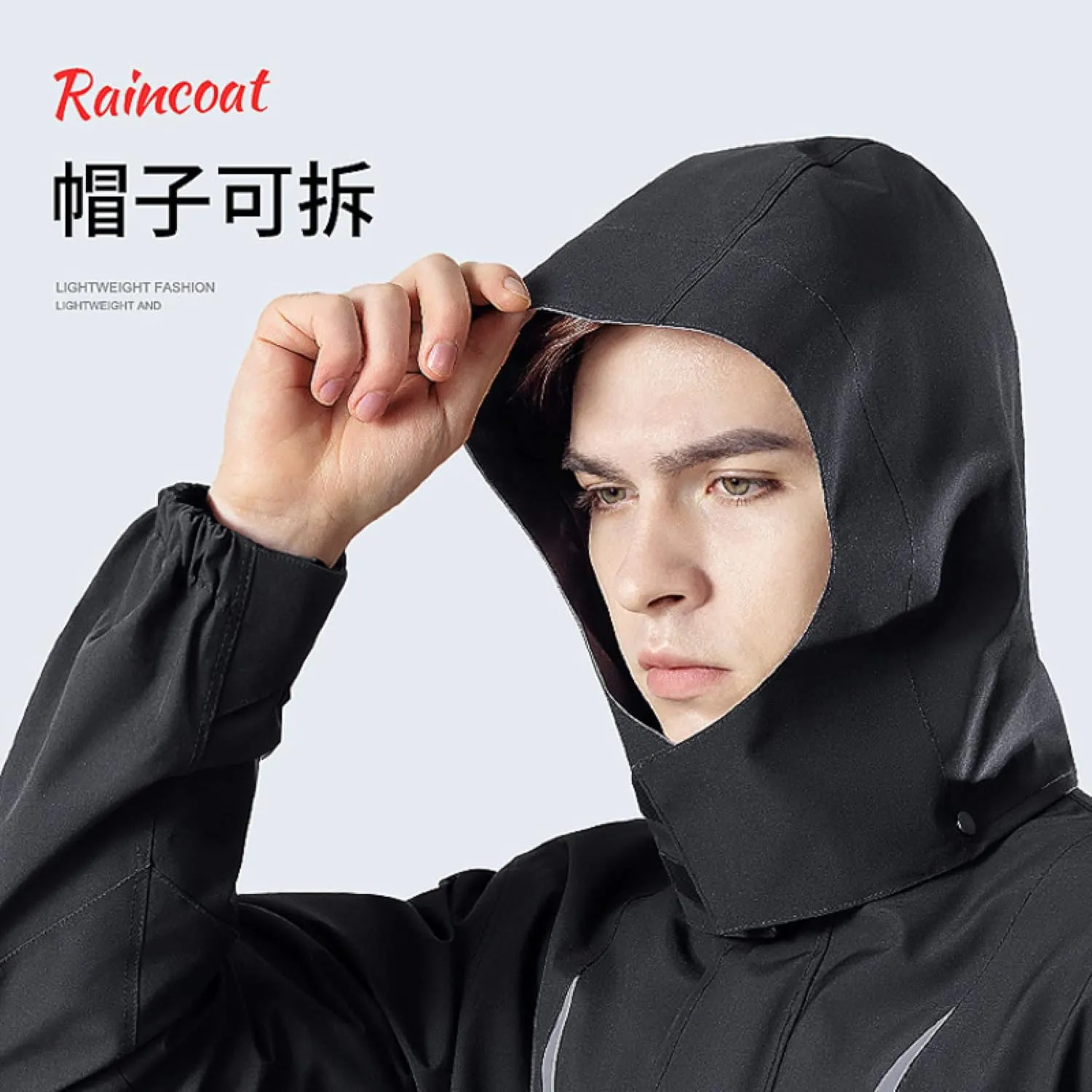 MINUSE Raincoat Men's And Women's Black Raincoat Coat Waterproof Raincoat Poncho Waterproof Hooded Raincoat Rainpants Set