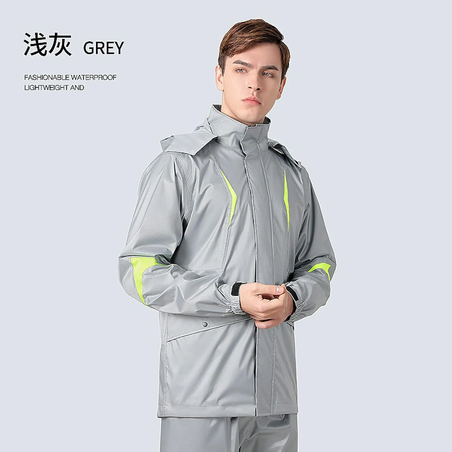 MINUSE Raincoat Men's And Women's Black Raincoat Coat Waterproof Raincoat Poncho Waterproof Hooded Raincoat Rainpants Set
