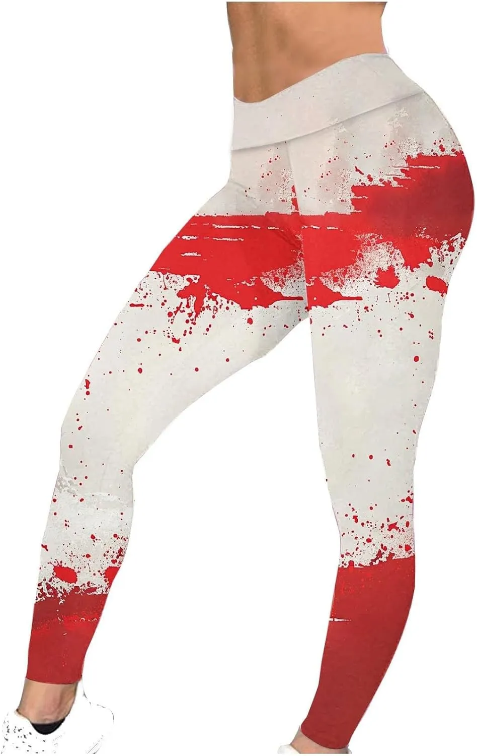 Miyaomn Novelty Blood Splatter Leggings for Women Print Bloody Stretch High Waisted Yoga Pants Bloodstained Halloween Costume