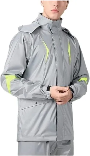 Raincoat Poncho Waterproof Breathable Rain Suit Raincoat Coat Poncho Hooded Raincoat Rainpants Set Rain Coat (Color : B, Size : XX-Large)