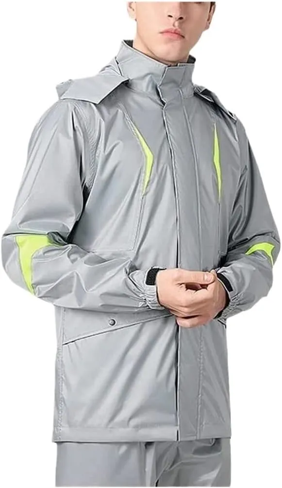 Raincoat Poncho Waterproof Breathable Rain Suit Raincoat Coat Poncho Hooded Raincoat Rainpants Set Rain Coat (Color : B, Size : XX-Large)