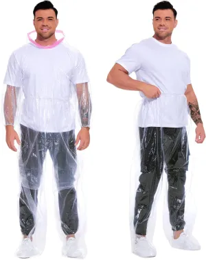 Raincoat Set Disposable 2 Pack Plus Size Adult Rain Ponchos with Hood Rain Coats Emergency Waterproof Rainpants Suit