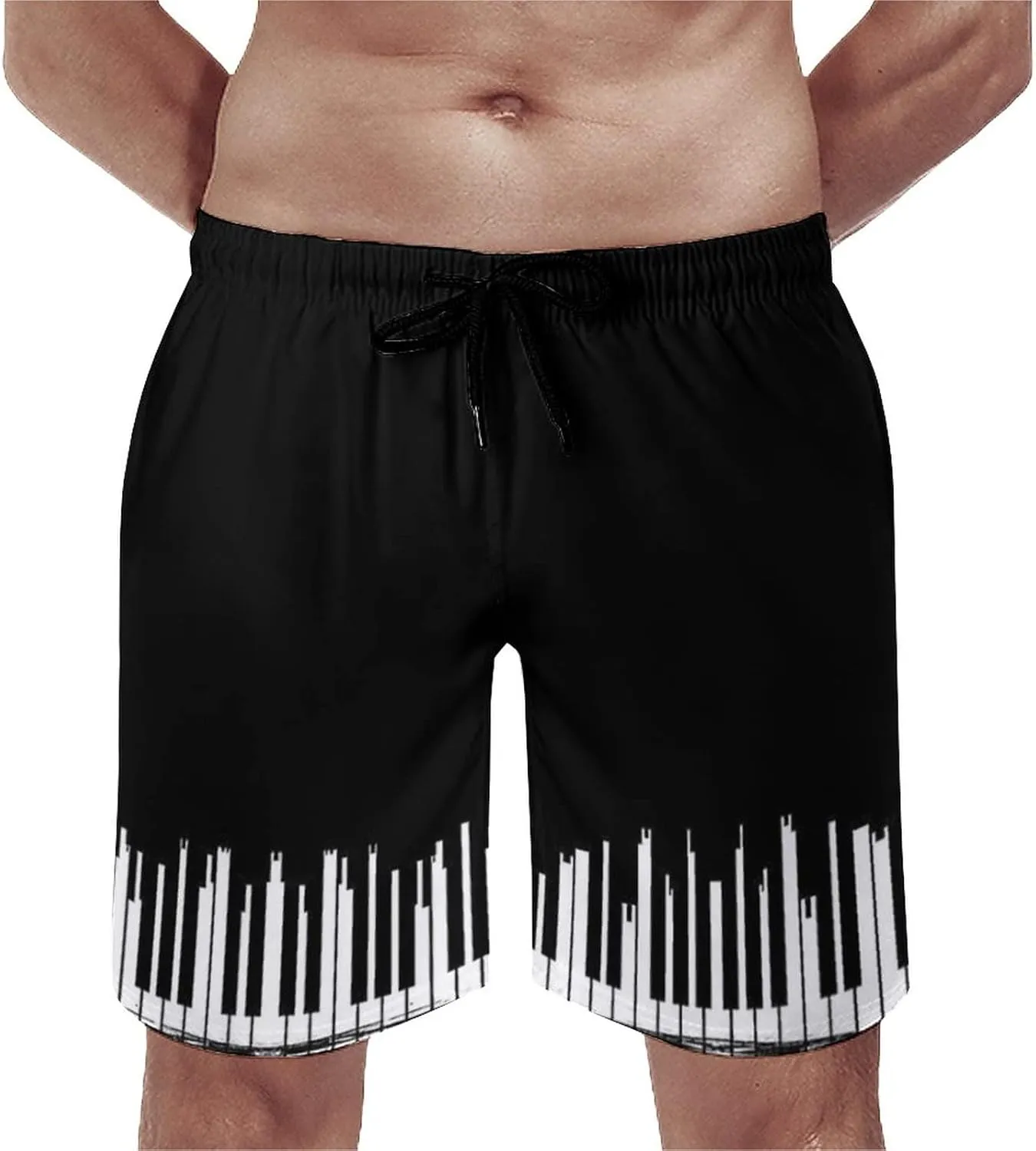 SUWBMHWE Mens Summer Fashion Leisure Seaside Beach Holiday Hot Spring 3D Digital Printing Lace Up Pocket Unlined Board