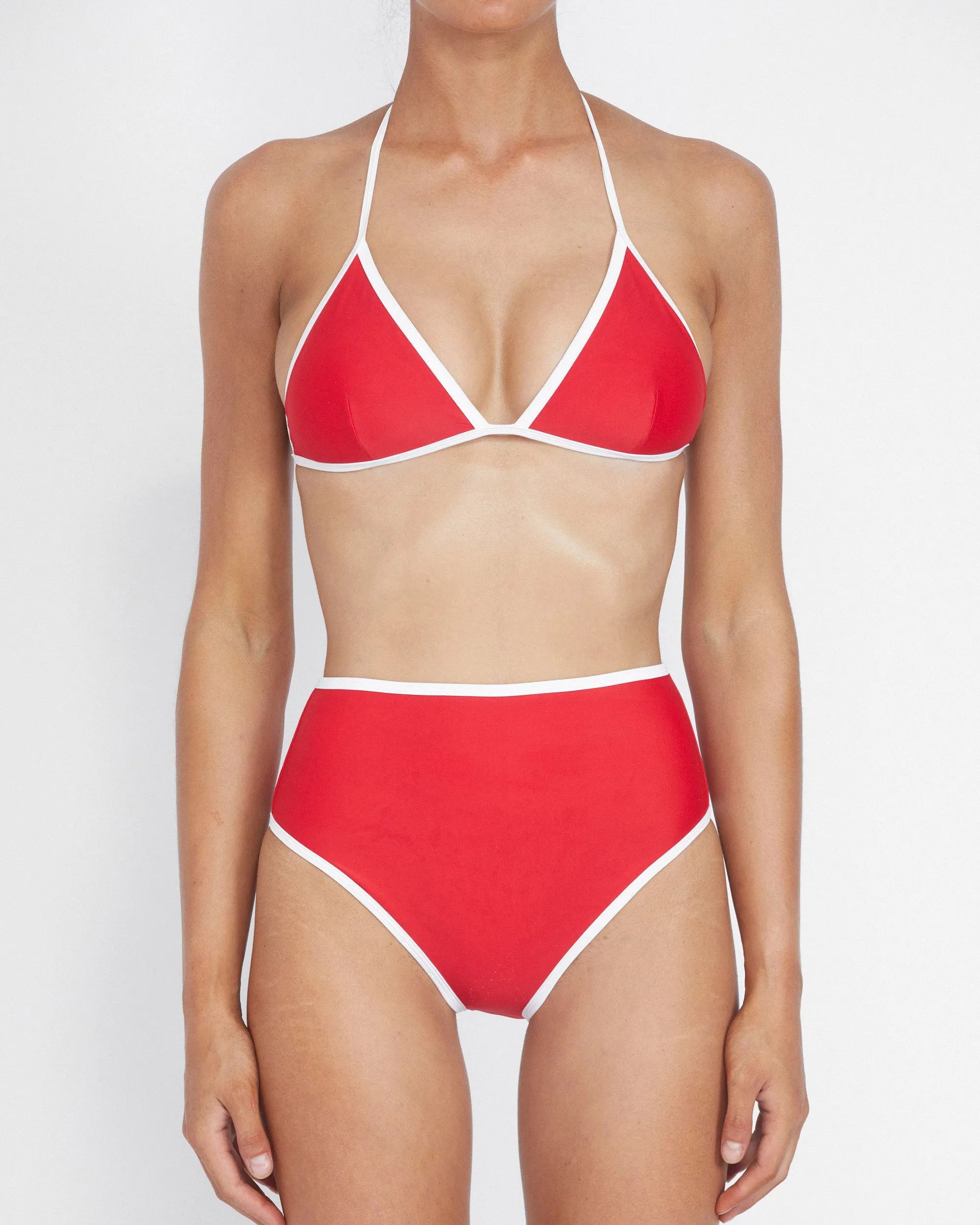 The Waisted Duo Pant - Red & White Contrast