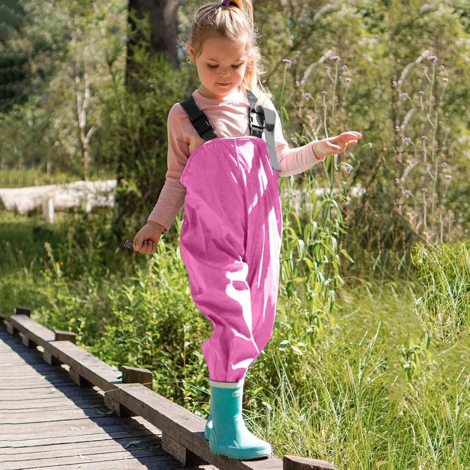 Toddlers Boys Waterproof Puddle-Dry Rain Pants Girls Rain Bs Kids Dirty Proof Suspender Trousers Overalls Mud