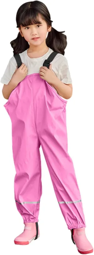 Toddlers Boys Waterproof Puddle-Dry Rain Pants Girls Rain Bs Kids Dirty Proof Suspender Trousers Overalls Mud