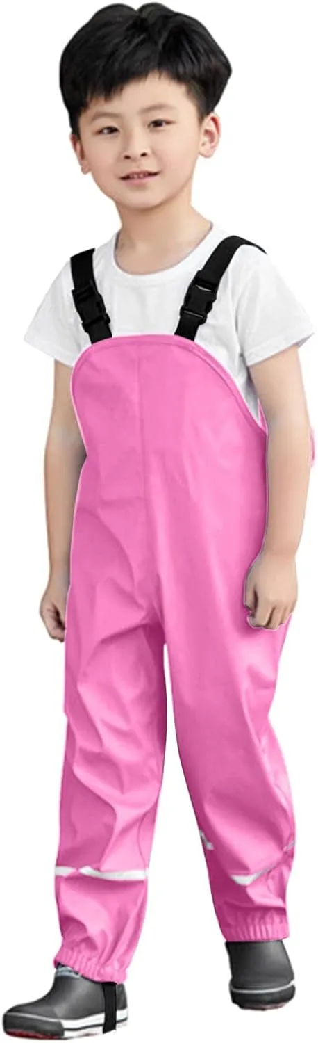 Toddlers Boys Waterproof Puddle-Dry Rain Pants Girls Rain Bs Kids Dirty Proof Suspender Trousers Overalls Mud