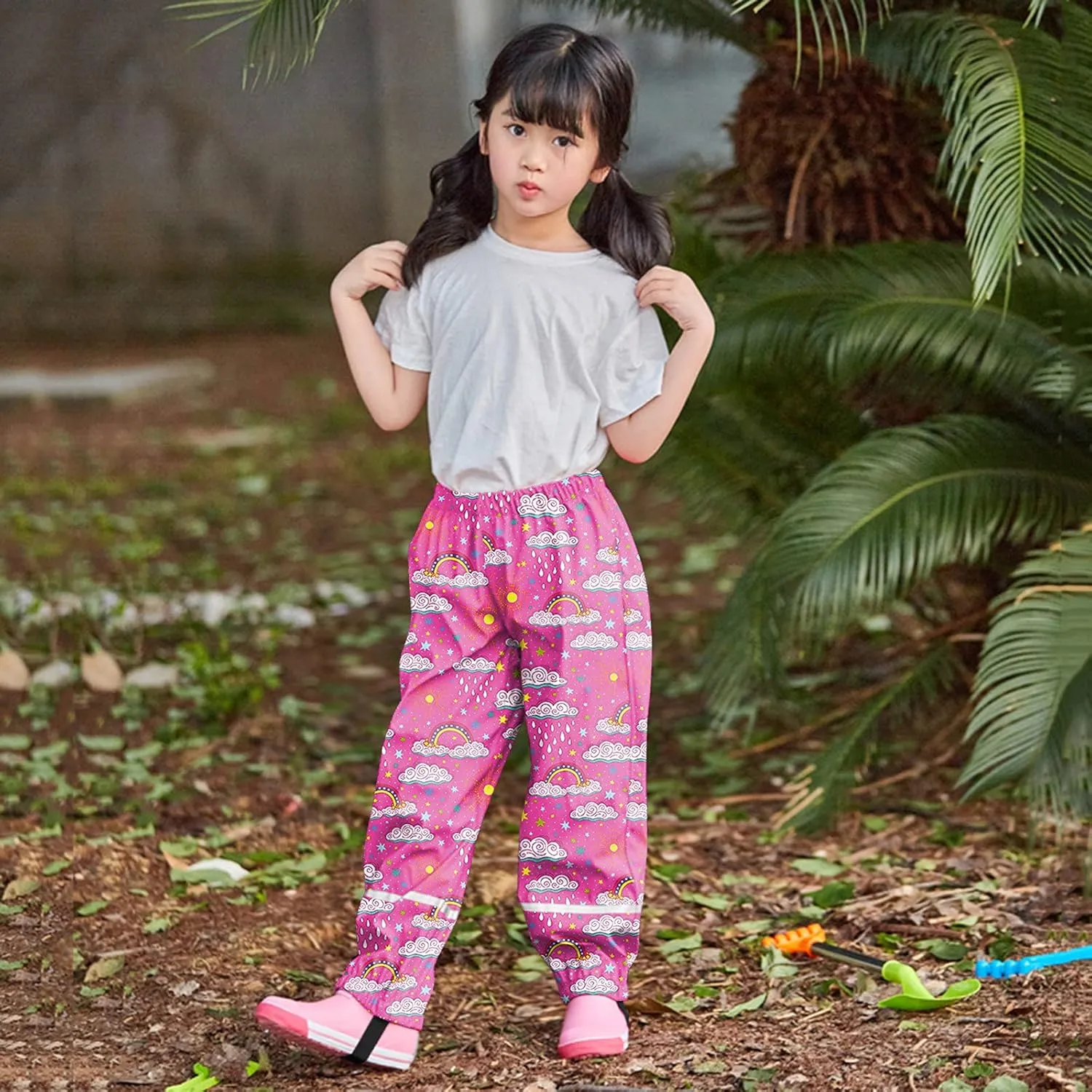 Waterproof Puddle-Dry Rain Pants for Toddlers and Kids Windproof Splash Rain Pants Breathable Mud Pants Trousers