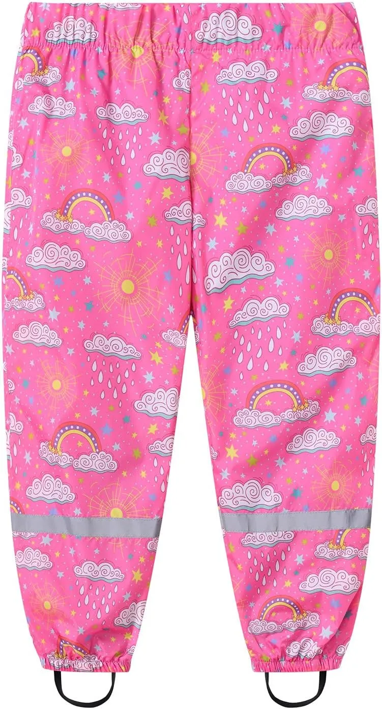 Waterproof Puddle-Dry Rain Pants for Toddlers and Kids Windproof Splash Rain Pants Breathable Mud Pants Trousers