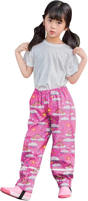 Waterproof Puddle-Dry Rain Pants for Toddlers and Kids Windproof Splash Rain Pants Breathable Mud Pants Trousers