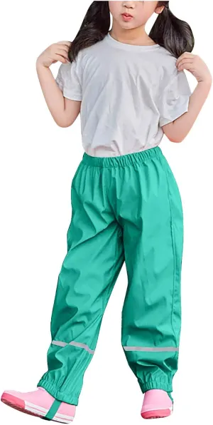 Waterproof Rain Pants for Kids, Toddler Waterproof Boys Girls Pants Lightweight Reflective Rain Wear for Boys Girls 1-12Y