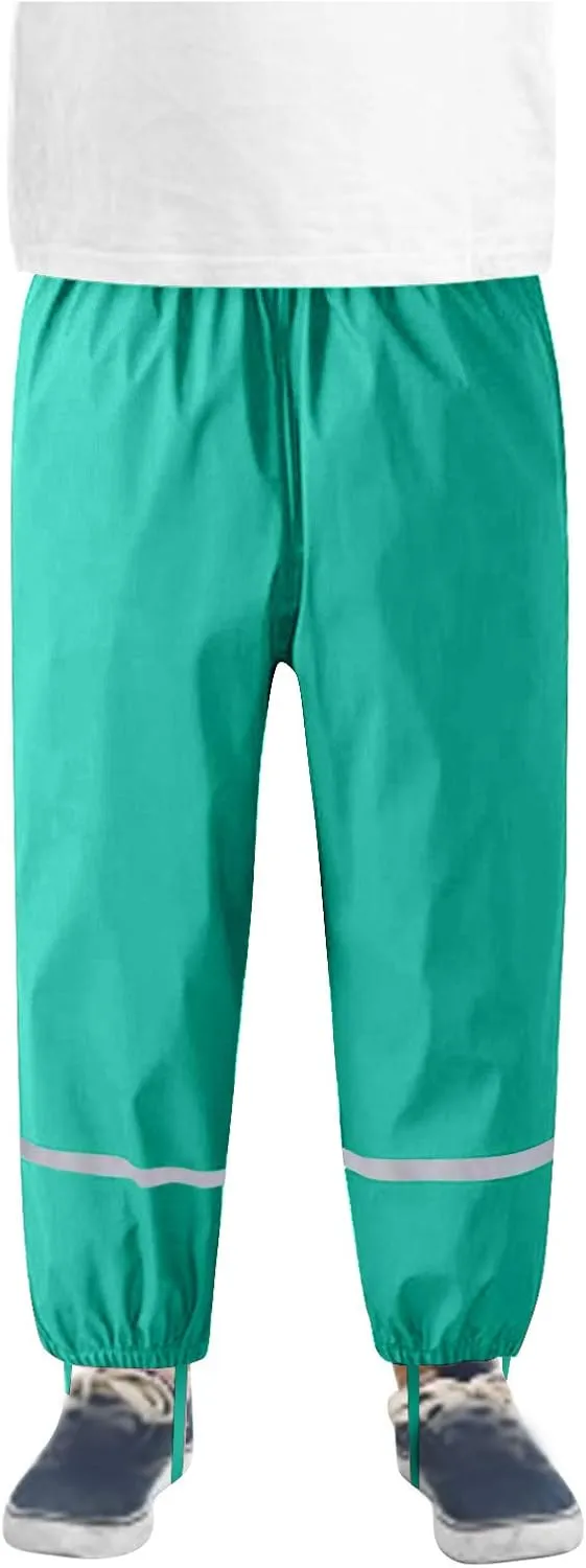 Waterproof Rain Pants for Kids, Toddler Waterproof Boys Girls Pants Lightweight Reflective Rain Wear for Boys Girls 1-12Y