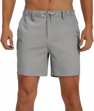 Xiaojmake Men's 7" Inseam Shorts Casual Loose Fit Beach Short with Pockets Quick Dry Workout Compression Running Shorts